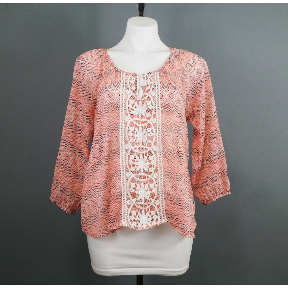 Aeropostale Women Shirt, Size L, Red/Black/White